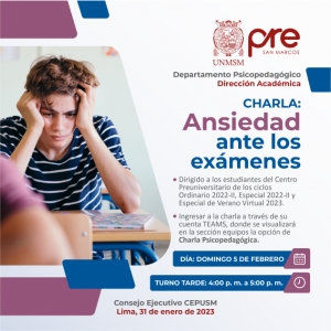 CHARLA: ANSIEDAD ANTE LOS EXAMENES