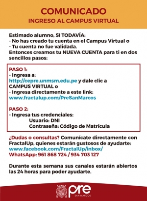 COMUNICADO - INGRESO AL CAMPUS VIRTUAL