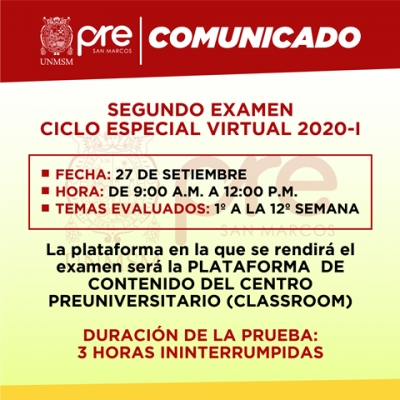 SEGUNDO EXAMEN CICLO ESPECIAL 2020-I