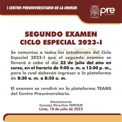 CICLO ESPECIAL 2023-I - SEGUNDO EXAMEN