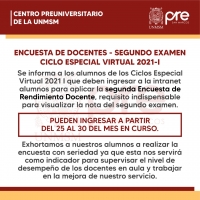 CICLO ESPECIAL 2021-I - SEGUNDA ENCUESTA DOCENTE