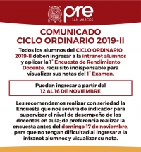 PRIMERA ENCUESTA DE RENDIMIENTO DOCENTE - CICLO ORDINARIO 2019-II