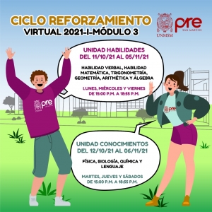 MATRICULA CICLO REFORZAMIENTO VIRTUAL 2021-I -  MODULO 3