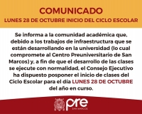 28 DE OCTUBRE INICIO DE CLASES CICLO ESCOLAR 2019