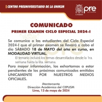 CICLO ESPECIAL 2024-I - PRIMER EXAMEN