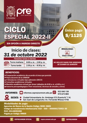 MATRICULA CICLO ESPECIAL 2022-II