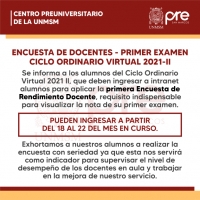 CICLO ORDINARIO 2021-II - PRIMERA ENCUESTA DOCENTE