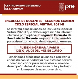 CICLO ESPECIAL 2021-II - SEGUNDA ENCUESTA DOCENTE