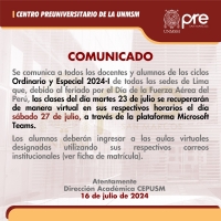 COMUNICADO - RECUPERACION 23 DE JULIO