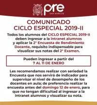 SEGUNDA ENCUESTA DE RENDIMIENTO DOCENTE - CICLO ESPECIAL 2019-II