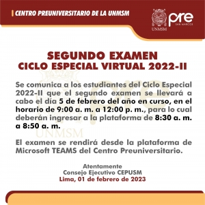 CICLO ESPECIAL 2022-II - SEGUNDO EXAMEN