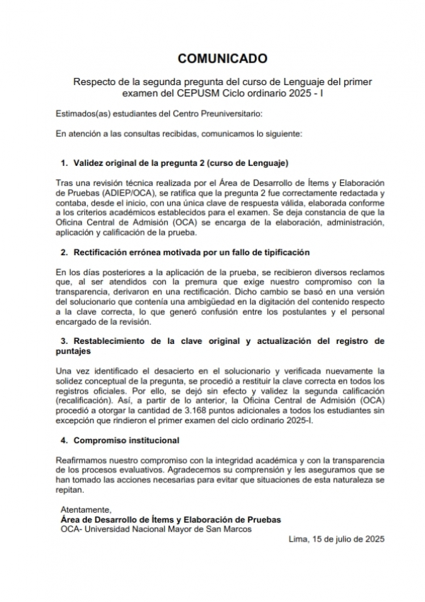 COMUNICADO