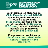 SEGUNDO EXAMEN CICLO ESPECIAL 2020-II