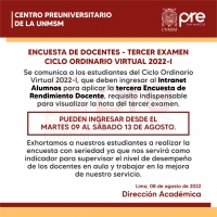 CICLO ORDINARIO 2022-I - TERCERA ENCUESTA DOCENTE