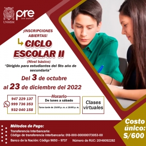 MATRICULA CICLO ESCOLAR II