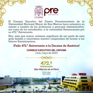 SALUDO POR 472º ANIVERSARIO UNMSM