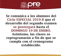 POSTERGACIÓN SEGUNDO EXAMEN CICLO ESPECIAL 2019-II