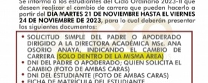 CAMBIO DE CARRERA CICLO ORDINARIO 2023-II