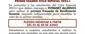CICLO ESPECIAL 2023-I - PRIMERA ENCUESTA DOCENTE