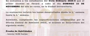 CICLO ORDINARIO 2025-II - PRIMER EXAMEN