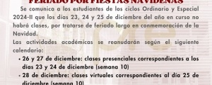 COMUNICADO - FERIADO POR FIESTAS NAVIDEÑAS