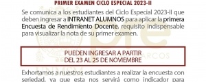 CICLO ESPECIAL 2023-II - PRIMERA ENCUESTA DOCENTE